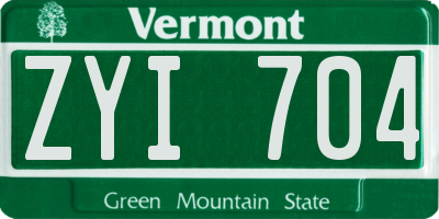 VT license plate ZYI704