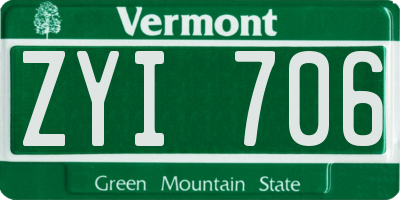VT license plate ZYI706