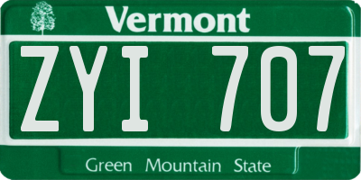 VT license plate ZYI707