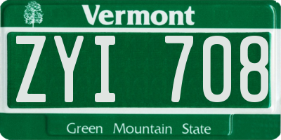 VT license plate ZYI708