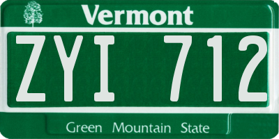 VT license plate ZYI712