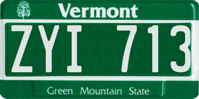 VT license plate ZYI713
