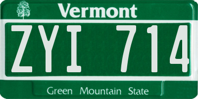 VT license plate ZYI714