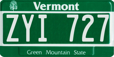 VT license plate ZYI727