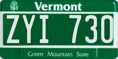VT license plate ZYI730