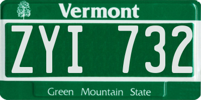VT license plate ZYI732