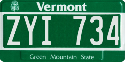 VT license plate ZYI734
