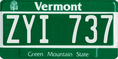 VT license plate ZYI737