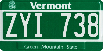 VT license plate ZYI738