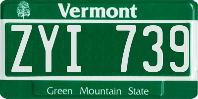 VT license plate ZYI739