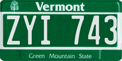 VT license plate ZYI743