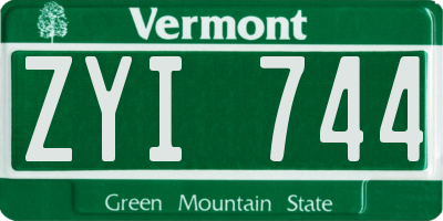 VT license plate ZYI744