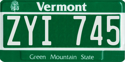 VT license plate ZYI745