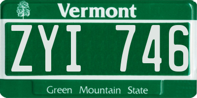 VT license plate ZYI746