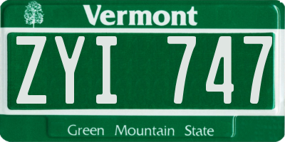 VT license plate ZYI747