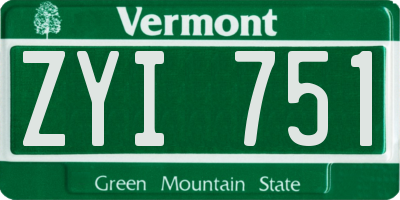 VT license plate ZYI751