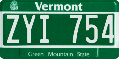 VT license plate ZYI754