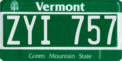 VT license plate ZYI757