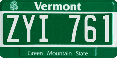 VT license plate ZYI761