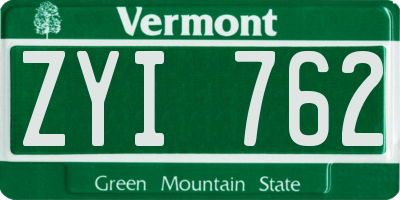 VT license plate ZYI762