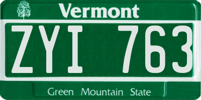 VT license plate ZYI763