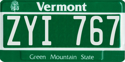 VT license plate ZYI767