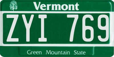 VT license plate ZYI769
