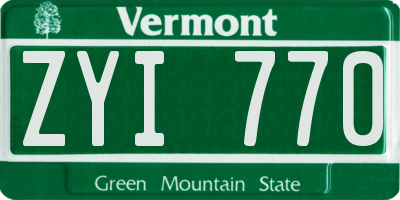 VT license plate ZYI770
