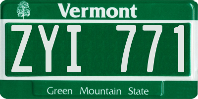 VT license plate ZYI771