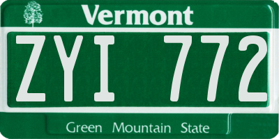 VT license plate ZYI772