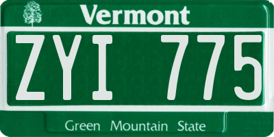 VT license plate ZYI775
