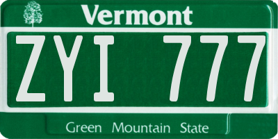 VT license plate ZYI777