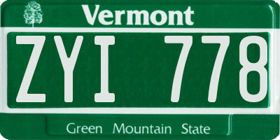 VT license plate ZYI778