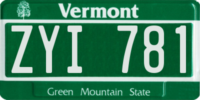 VT license plate ZYI781