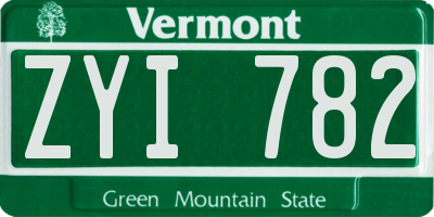 VT license plate ZYI782