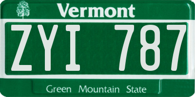 VT license plate ZYI787
