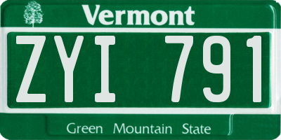 VT license plate ZYI791