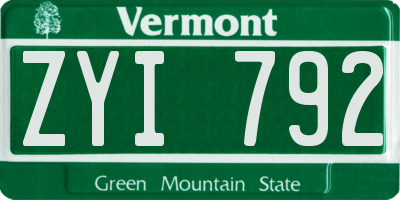 VT license plate ZYI792