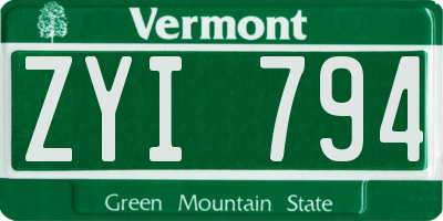 VT license plate ZYI794