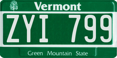 VT license plate ZYI799