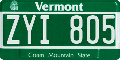 VT license plate ZYI805