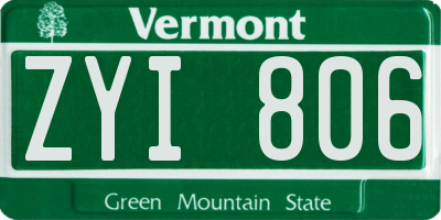 VT license plate ZYI806
