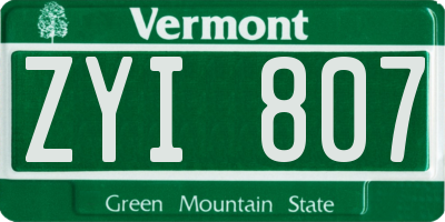 VT license plate ZYI807