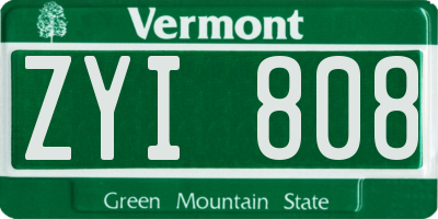 VT license plate ZYI808