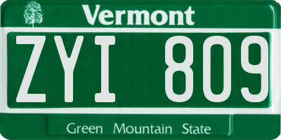 VT license plate ZYI809