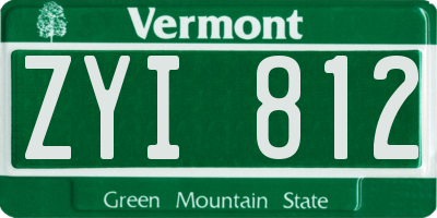 VT license plate ZYI812