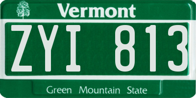 VT license plate ZYI813