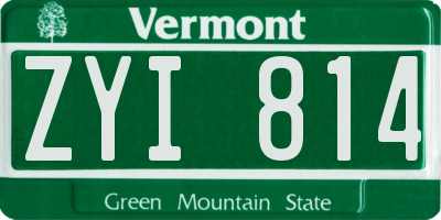 VT license plate ZYI814