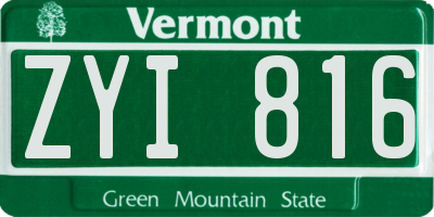 VT license plate ZYI816