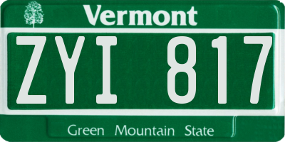 VT license plate ZYI817